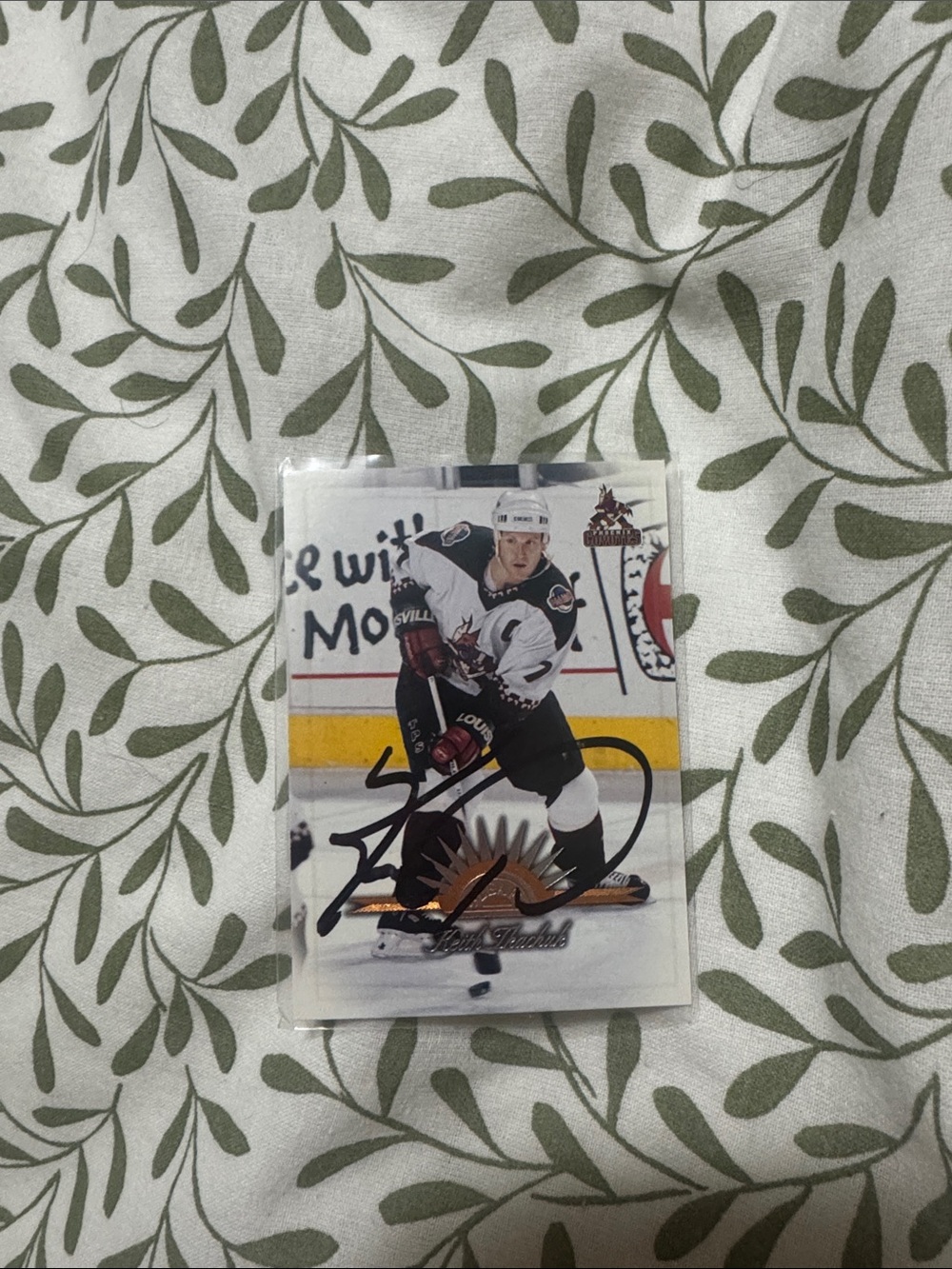 Signed Sports Trading Card Wall Accent in White and Green